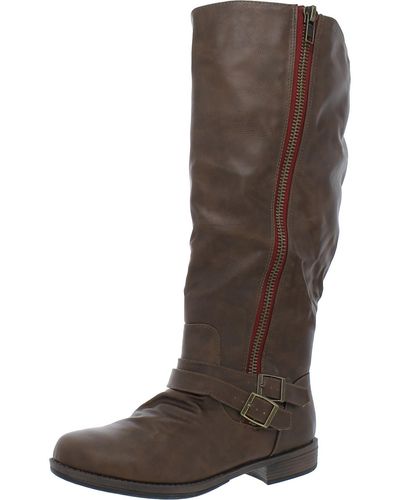 Madden Girl Round Toe Large Zipper Thigh-high Boots - Brown