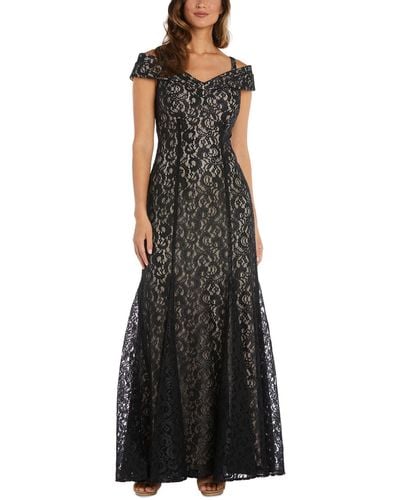 R & M Richards Lace Formal Evening Dress - Black