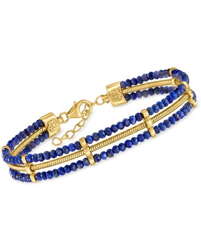 Ross-Simons Lapis Bead And Snake-chain Bracelet - Blue