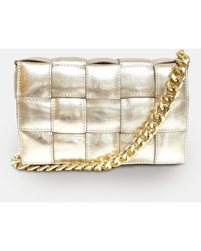 Apatchy London Padded Woven Leather Crossbody Bag - Metallic