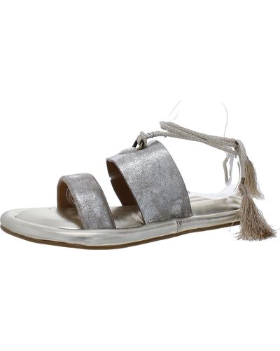 Johnston & Murphy Zoey Faux Suede Metallic Slide Sandals - White