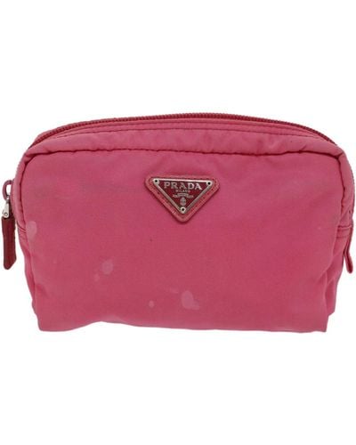 Prada Tessuto Synthetic Clutch Bag (pre-owned) - Pink