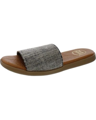 Andre Assous Tweed Slip-on Slide Sandals - Brown