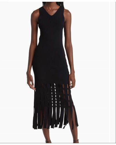 Rails Kaia Fringe Detail Knit Midi Dress - Black