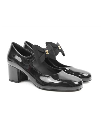 Chanel Patent Leather Mary Janes In Black