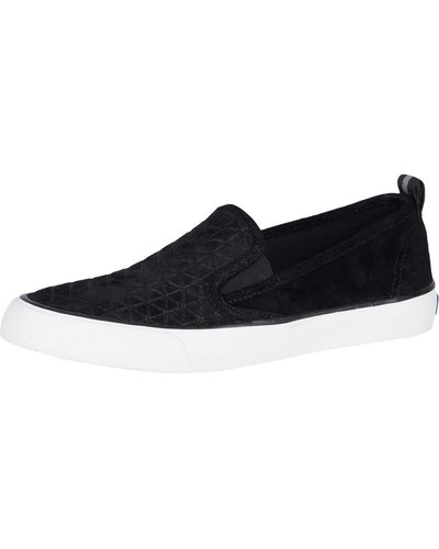 Sperry Top-Sider Seaside Quilt Suede Slip On Fashion Sneakers - Black