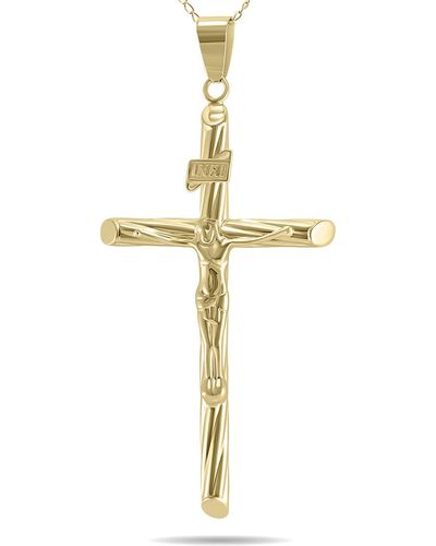 Monary 10k Yellow Gold Crucifixion Pendant At 18 Inch Chain - Metallic
