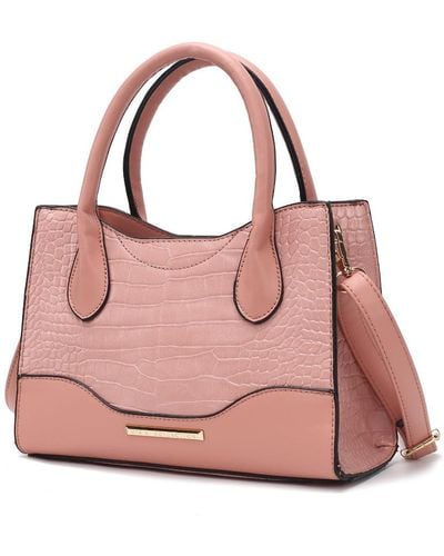 MKF Collection by Mia K Gili Crocodile Embossed Vegan Leather Tote Handbag By Mia K. - Pink