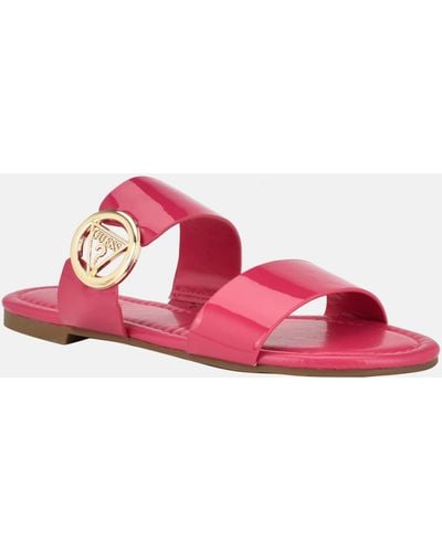 Guess Factory Lowered Double Band Slide Sandals - Pink
