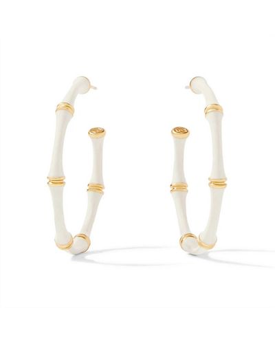Julie Vos Bamboo Hoop Earrings - Medium In Ivory Enamel - Metallic