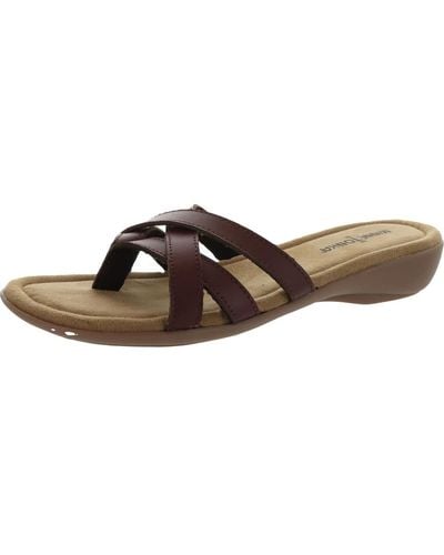 Minnetonka Sunny Leather Flip Flop Thong Sandals - Brown