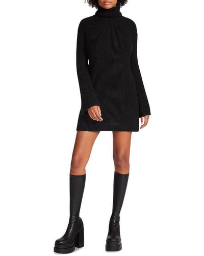 Steve Madden Abbie Knit Cowl Neck Sweaterdress - Black
