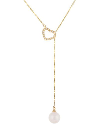 Splendid 14k Yellow Gold Fancy Pearl Lariat Necklace - White