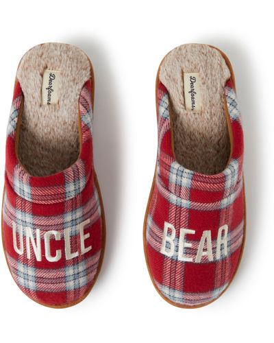 Dearfoams Uncle Bear Scuff Slippers - Red