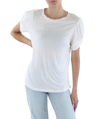 BCBGMAXAZRIA Crewneck Twist Sleeve Pullover Top - White