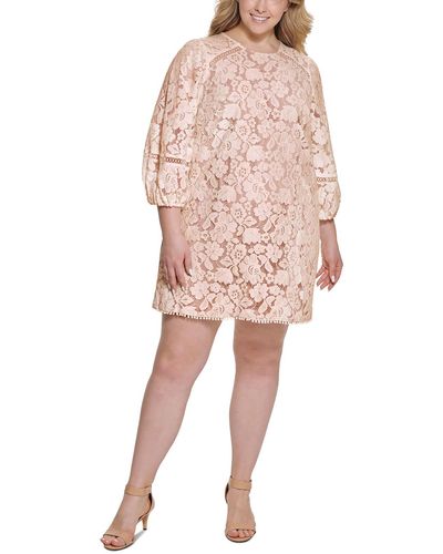 Vince Camuto Plus Lace Shift Cocktail And Party Dress - Pink