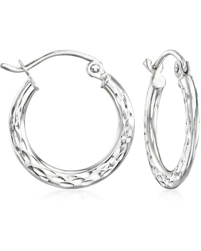 Ross-Simons 14kt White Gold Diamond-cut Hoop Earrings - Metallic