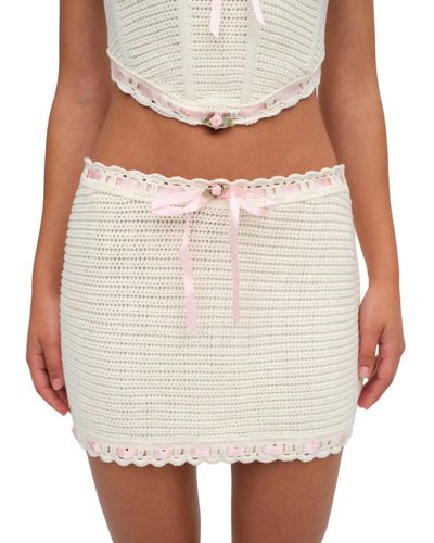 For Love & Lemons Kelsey Crochet Mini Skirt - White
