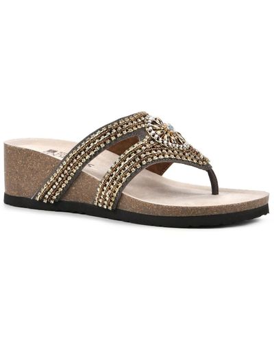 White Mountain Busy Dressy Slip On Thong Sandals - Brown