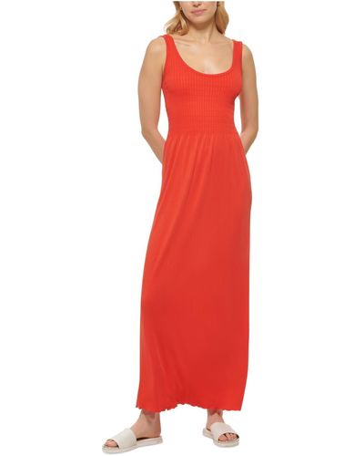 DKNY Summer Slub Maxi Dress - Orange