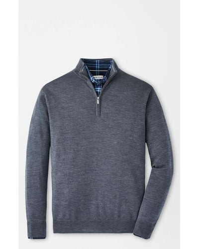 Peter Millar Autumn Crest Quarter Zip Sweater - Blue