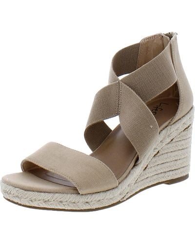LifeStride Thrive Canvas Open Toe Wedge Sandals - Blue