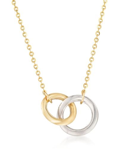 Ross-Simons 14kt 2-tone Gold Interlocking Double Circle Necklace - Metallic