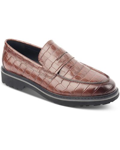 INC Leather Slip-on Loafers - Brown