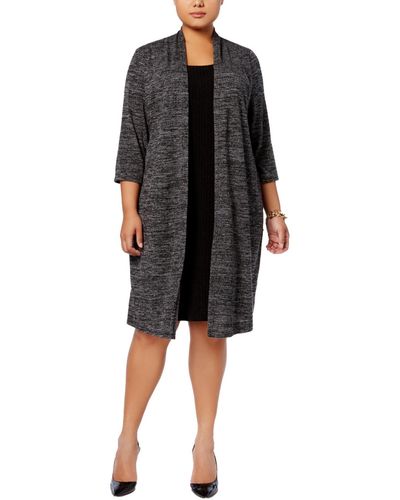 Connected Apparel Plus Knit Knee-length Sweaterdress - Black