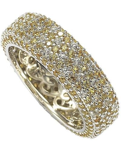 Suzy Levian Sterling Yellow Sapphire And Diamond Accent Eternity Pave Ring - Metallic