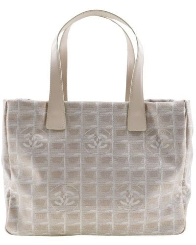 Chanel Travel Line Canvas Tote Bag (pre-owned) - Gray