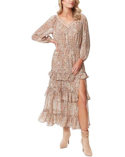 Jessica Simpson Kelley Chiffon Animal Print Maxi Dress - Natural