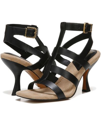 Franco Sarto Rine 2 Leather Ankle Strap Heels - Black