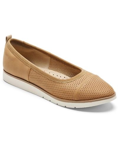 Rockport Stacie Faux Leather Perforated Ballet Flats - Natural