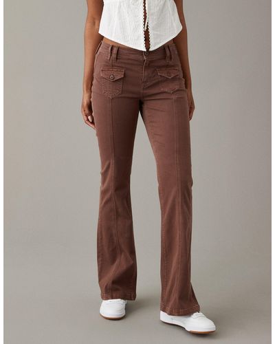 American Eagle Outfitters Ae Stretch Low-rise Relaxed Flare Pant - Brown