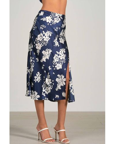 Elan Capri Printed Midi Skirt - Blue