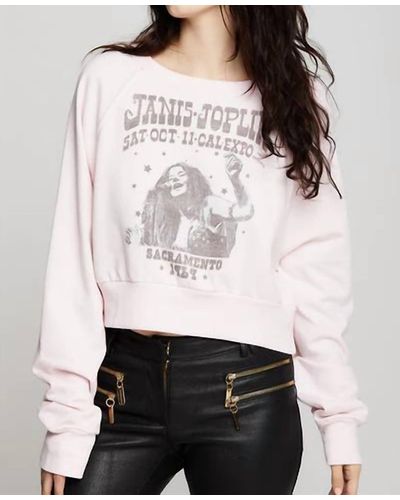 Recycled Karma Janis Joplin 1969 Tour Cropped Sweatshirt - White