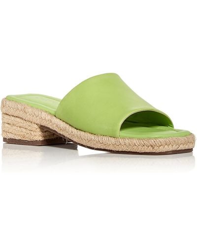 SCHUTZ SHOES Corah Leather Peep-toe Slide Sandals - Green