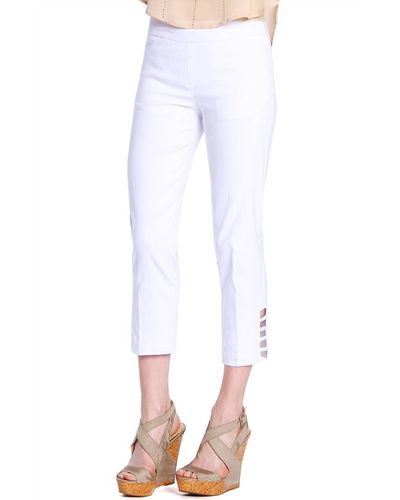 Slimsation By Multiples Crop Pant With Pockets & Strap Hem Vents - White