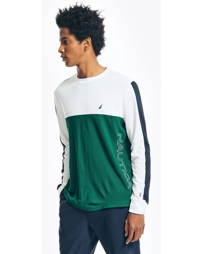 Nautica Navtech Sustainably Crafted Colorblock Long-sleeve T-shirt - Green