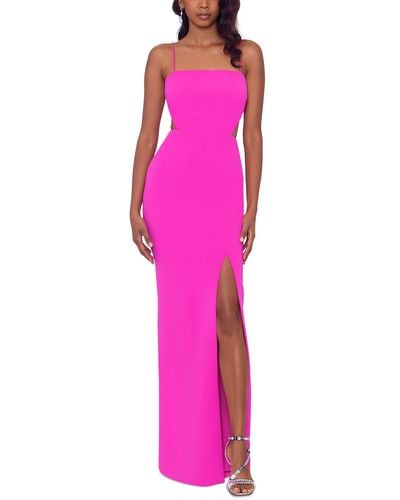 Xscape Knit Cut-out Evening Dress - Pink