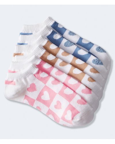 Aéropostale Fuzzy Checkered Heart Ankle Sock 3-pack - Multicolor