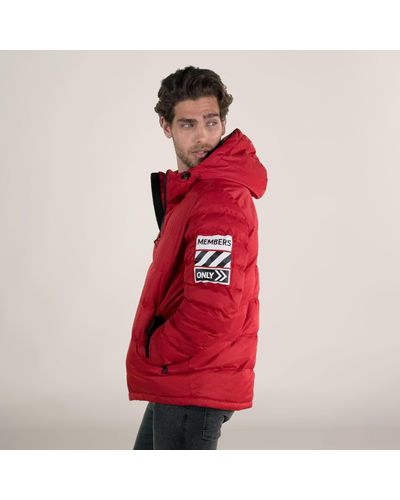 Members Only Twill Puffer Jacket - Red