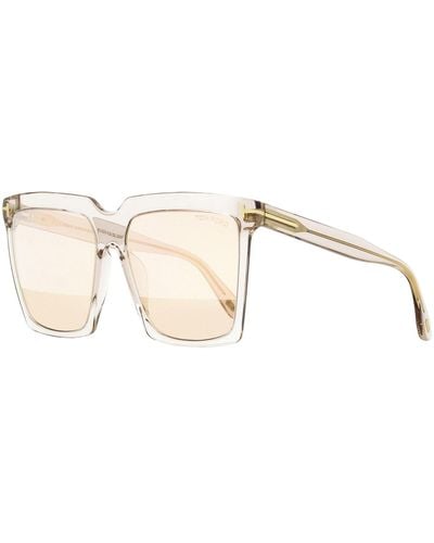 Tom Ford Square Sunglasses Tf764 Sabrina-02 Transparent Champagne 58mm - Natural