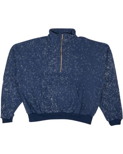 John Elliott Royal Spec Wool Half Zip Sweatshirt - Blue