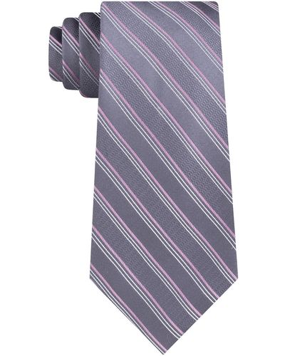 Michael Kors Silk Striped Neck Tie - Gray