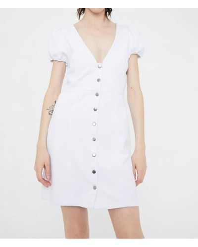 WILD PONY Button Up Denim Mini Dress - White