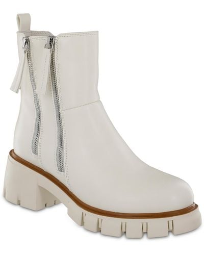 MIA Rohen Faux Leather Zipper Ankle Boots - White