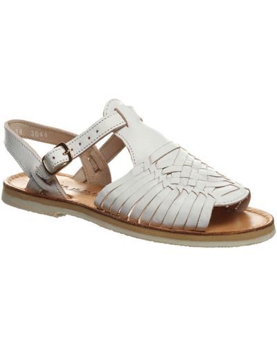 BEARPAW Gloria Leather Woven Huarache Sandals - White