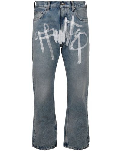 Off-White c/o Virgil Abloh Graffiti Skate Fit Jeans - Blue